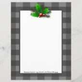 Kerst Holly Buffalo Plaid Gepersonaliseerd papier (Voorkant)