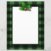 Kerst Holly Buffalo Plaid Gepersonaliseerd papier (Achterkant)