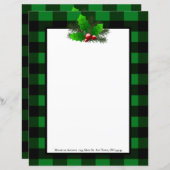 Kerst Holly Buffalo Plaid Gepersonaliseerd papier (Voorkant / Achterkant)