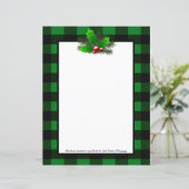 Kerst Holly Buffalo Plaid Gepersonaliseerd papier (Staand voorkant)