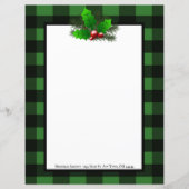 Kerst Holly Buffalo Plaid Gepersonaliseerd papier (Voorkant)