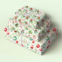 Kerst Holly, Cadeaus en Ornamenten Inpakpapier Vel