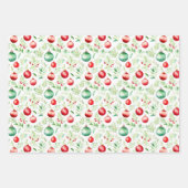 Kerst Holly, Cadeaus en Ornamenten Inpakpapier Vel (Voorkant 3)
