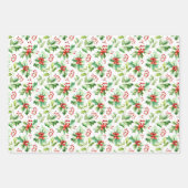 Kerst Holly, Cadeaus en Ornamenten Inpakpapier Vel (Voorkant)
