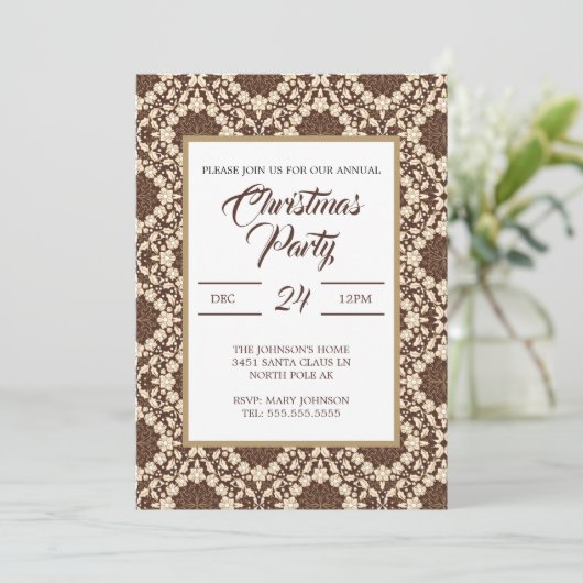 Kerst Holly,  Cream & Brown Kaart (Staand voorkant)