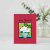 Kerst Holly Cupcake rood Briefkaart (Staand voorkant)