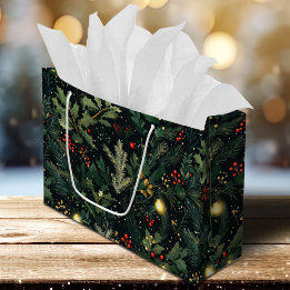 Kerst Holly Donkere Winter Vakantie Bladerland Groot Cadeauzakje