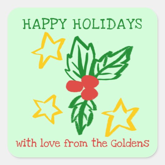 Kerst Holly Doodle KERST Vakantie Naar Van Label (Voorkant)