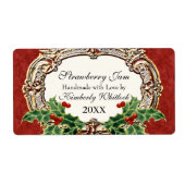 Kerst Holly een gouden look Damask keuken eten Etiket (Voorkant)