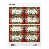 Kerst Holly een gouden look lint op Damask Label (Full Sheet)