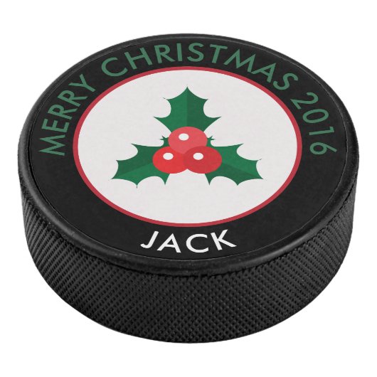 Kerst Holly en Berries Hockey Puck (3/4)
