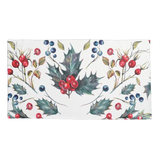Kerst Holly en Berries Kussenslopen (Achterkant-Links)