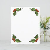 Kerst Holly en bessen Briefpapier (Staand voorkant)
