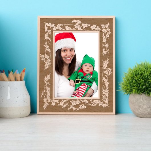 Kerst Holly en bessen krans grens Gegraveerde Lijstjes