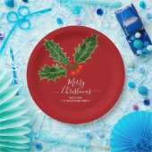 Kerst Holly en bessen Papieren Bordje (Feest)