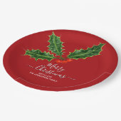 Kerst Holly en bessen Papieren Bordje (Gekanteld)