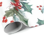 Kerst Holly en bessen patroon Cadeaupapier (Rol Hoek)