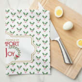 Kerst Holly en bessen Patroon Keuken Handdoeken (Quarter Fold)
