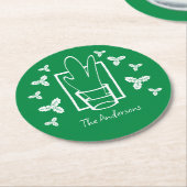 Kerst Holly en een sprankelend glas Ronde Kartonnen Onderzetter (Gebogen)