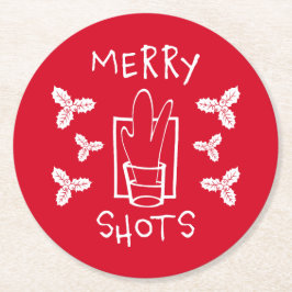 Kerst Holly en een sprankelend glas Ronde Kartonnen Onderzetter