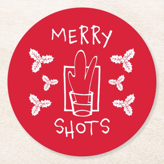 Kerst Holly en een sprankelend glas Ronde Kartonnen Onderzetter (Voorkant)