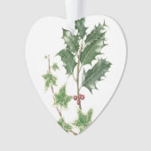 Kerst Holly en Ivy Botanical Heart Ornament (voorkant)