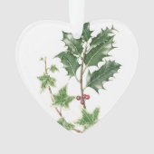 Kerst Holly en Ivy Botanical Heart Ornament (voorkant)