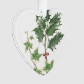 Kerst Holly en Ivy Botanical Heart Ornament (voorkant)