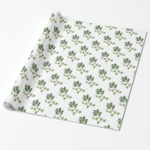 Kerst Holly en Ivy Botanische Waterverf Cadeaupapier