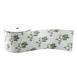 Kerst Holly en Ivy Botanische Waterverf Grosgrain Lint
