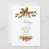 Kerst Holly en Ivy met rode rozen bruiloft Kaart (Voorkant)