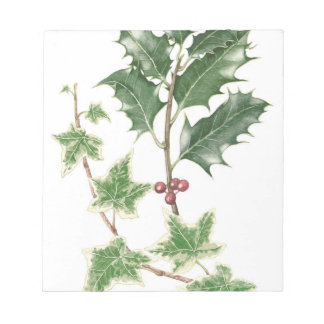 Kerst Holly en Ivy Sprig Botanisch Notitieblok