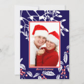 Kerst Holly en Mistletoe Botanische Kunst Grens Feestdagenkaart (Voorkant)