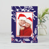 Kerst Holly en Mistletoe Botanische Kunst Grens Feestdagenkaart (Staand voorkant)