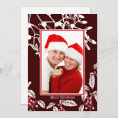 Kerst Holly en Mistletoe Botanische Kunst Grens Feestdagenkaart (Voorkant / Achterkant)