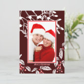 Kerst Holly en Mistletoe Botanische Kunst Grens Feestdagenkaart (Staand voorkant)