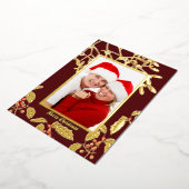 Kerst Holly en Mistletoe Botanische Kunst Grens Folie Feestdagenkaart (Gedraaid)