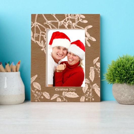 Kerst Holly en Mistletoe Botanische Kunst Grens Gegraveerde Lijstjes