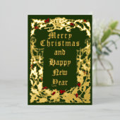 Kerst Holly en Mistletoe-grens Folie Feestdagenkaart (Staand Voorkant)