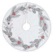 Kerst Holly en Pine Cones Fleece Kerstboom Rok (Voorkant)