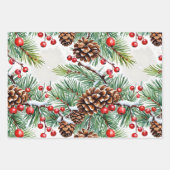 Kerst Holly en Pinecones Inpakpapier Vel (Voorkant 2)