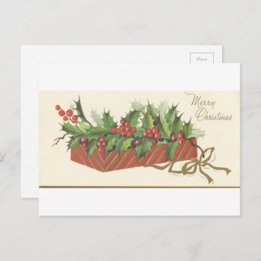 Kerst Holly Feestdagenkaart (Voorkant / Achterkant)