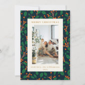 Kerst Holly groen twee verticale foto's marine Feestdagenkaart (Voorkant)