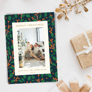 Kerst Holly groen twee verticale foto's marine Feestdagenkaart