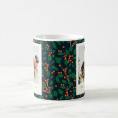 Kerst Holly groen twee verticale foto's marine Koffiemok (Center)