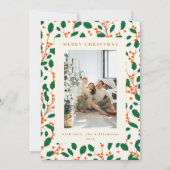 Kerst Holly groen twee verticale foto's retro Feestdagenkaart (Voorkant)