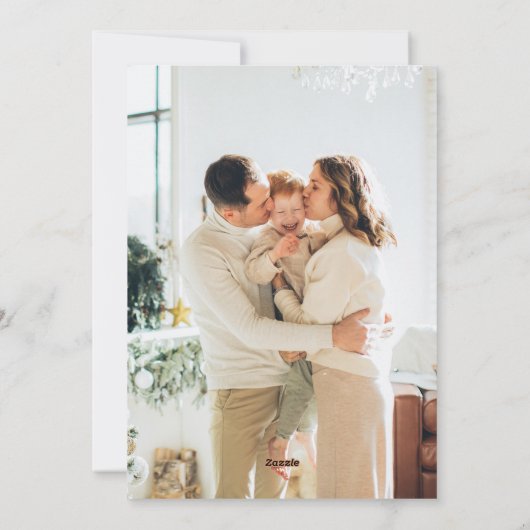 Kerst Holly groen twee verticale foto's retro Feestdagenkaart (Achterkant)