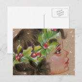 Kerst Holly Ivy Girl Briefkaart (Voorkant / Achterkant)
