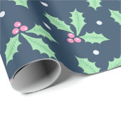 Kerst Holly Ivy Patroon Cadeaupapier (Rol Hoek)