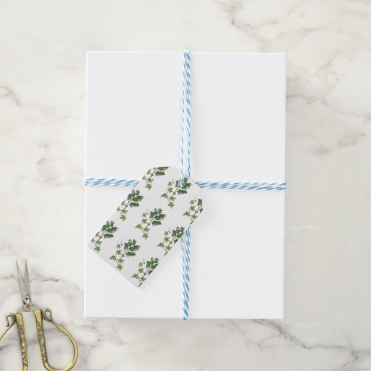 Kerst Holly & Ivy Sprig Botanische Gift Labels Cadeaulabel (Met Touw)